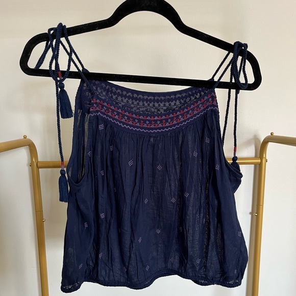 Like new- Free people tank top. Light weight. Rope tie straps - Picture 2 of 4